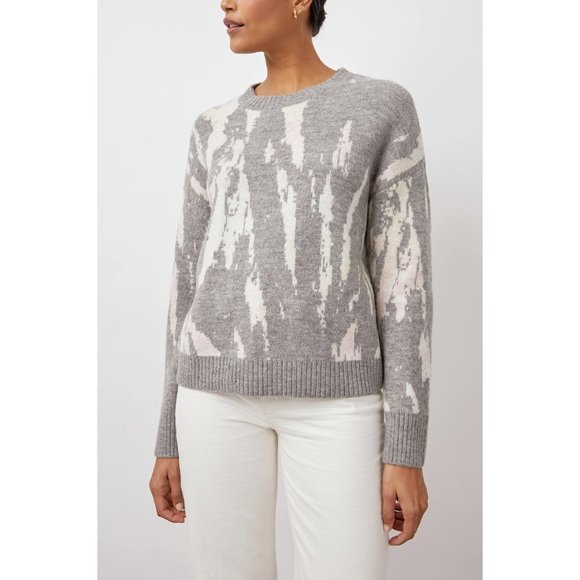 Rails Virgo Crewneck Wool Blend Sweater in Grey Tie Dye Size Large - Picture 3 of 11